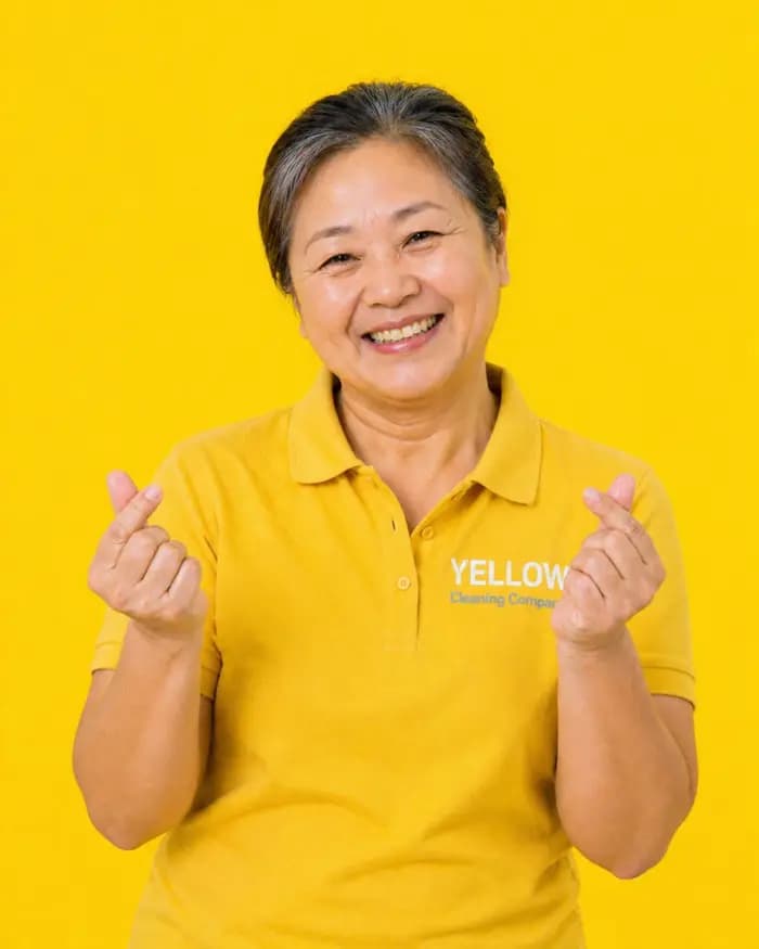 Yellow team member in the company uniform