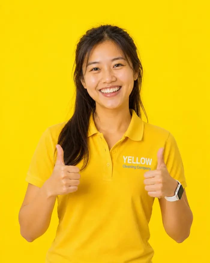 Yellow team member in the company uniform